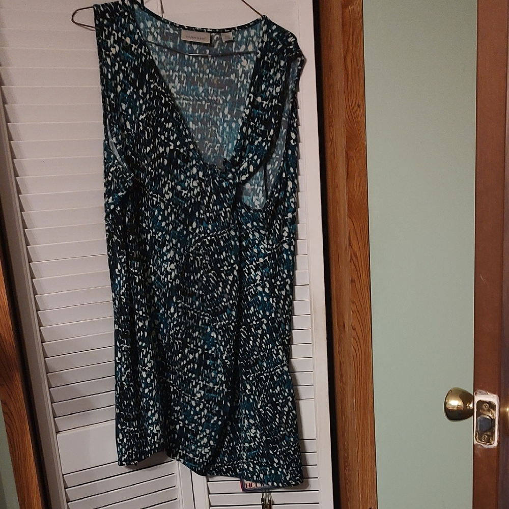 Avenue Teal and White Patterned Mini Dress